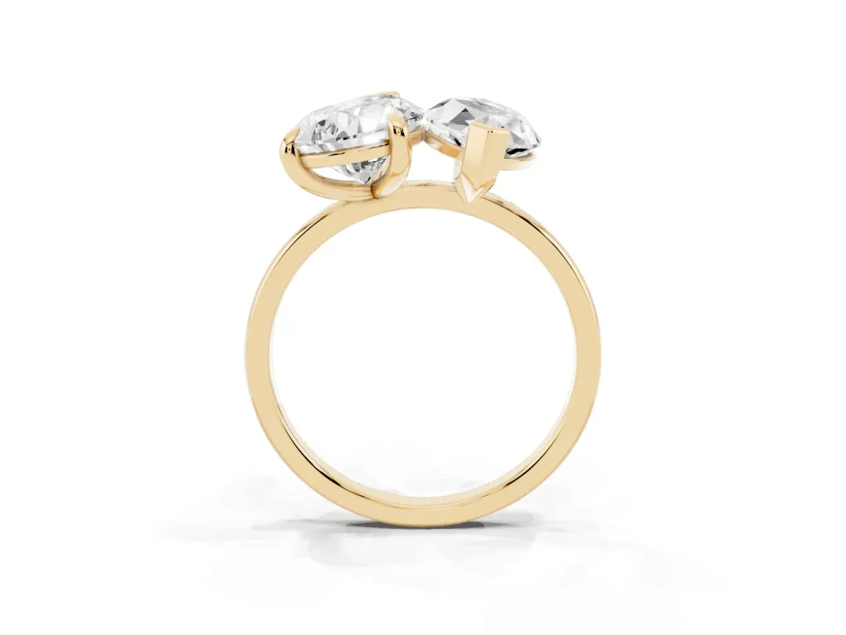 Pear and Marquise Toi Moi Ring with Prong Setting and Plain Band Yellow gold