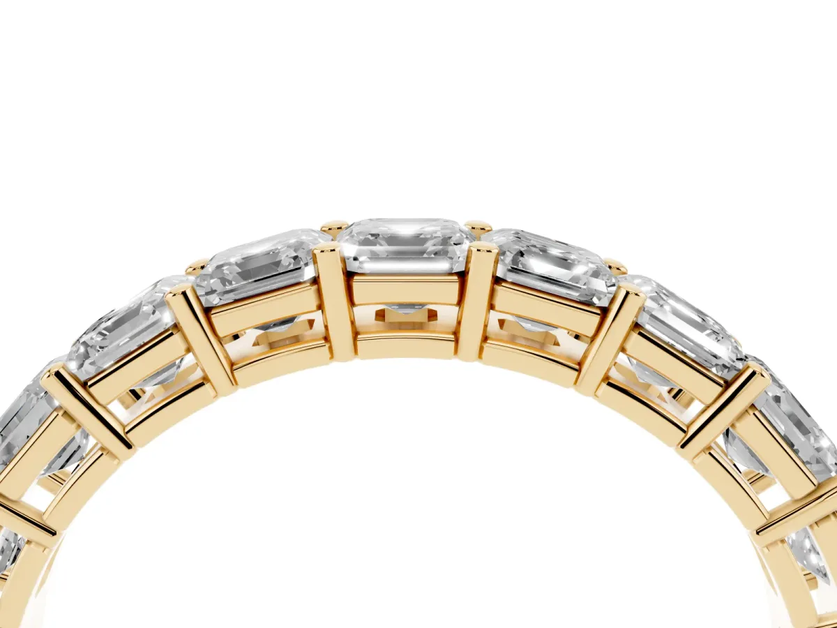 Asscher Cut Half Eternity Band with Shared Prong Setting Yellow gold