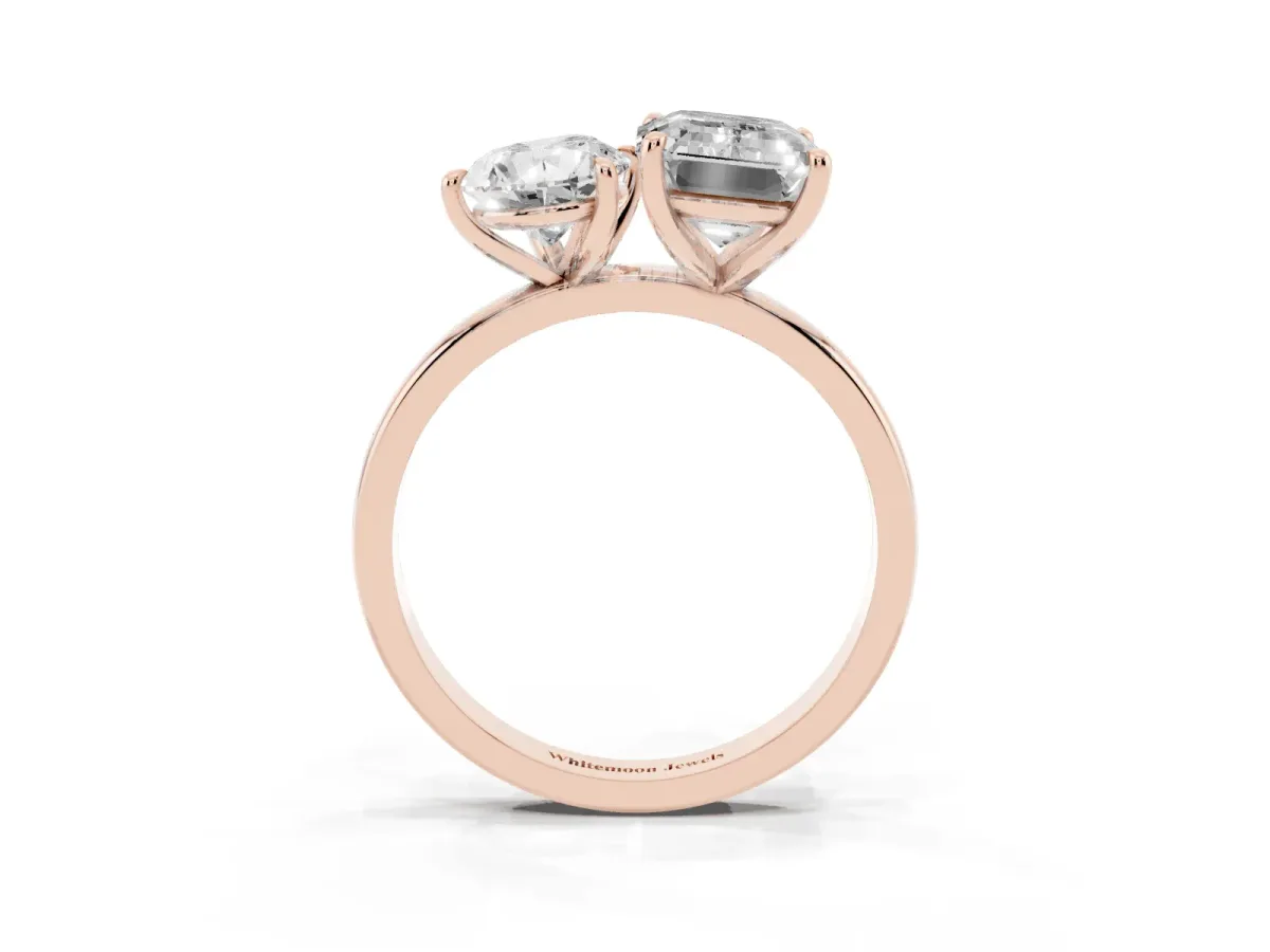 Pear Cut and Emerald Cut Toi Moi Ring with Prong Setting Rose gold