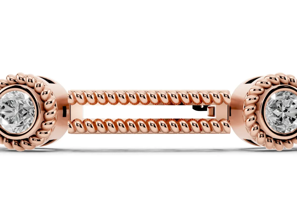 Round Bezel Set Diamond Rope Chain Bracelet Rose gold