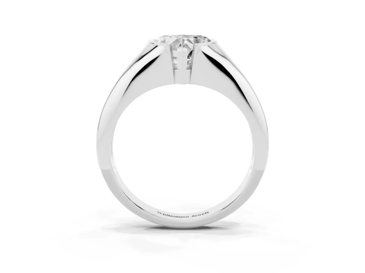 Heart Cut Solitaire Tension Set Diamond Ring Silver