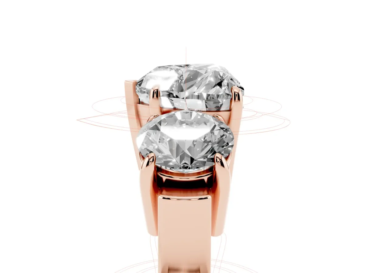 Three-Stone Heart Cut Cut Diamond Ring with Round Accent Stones, Prong Setting, and Classic Band Rose gold