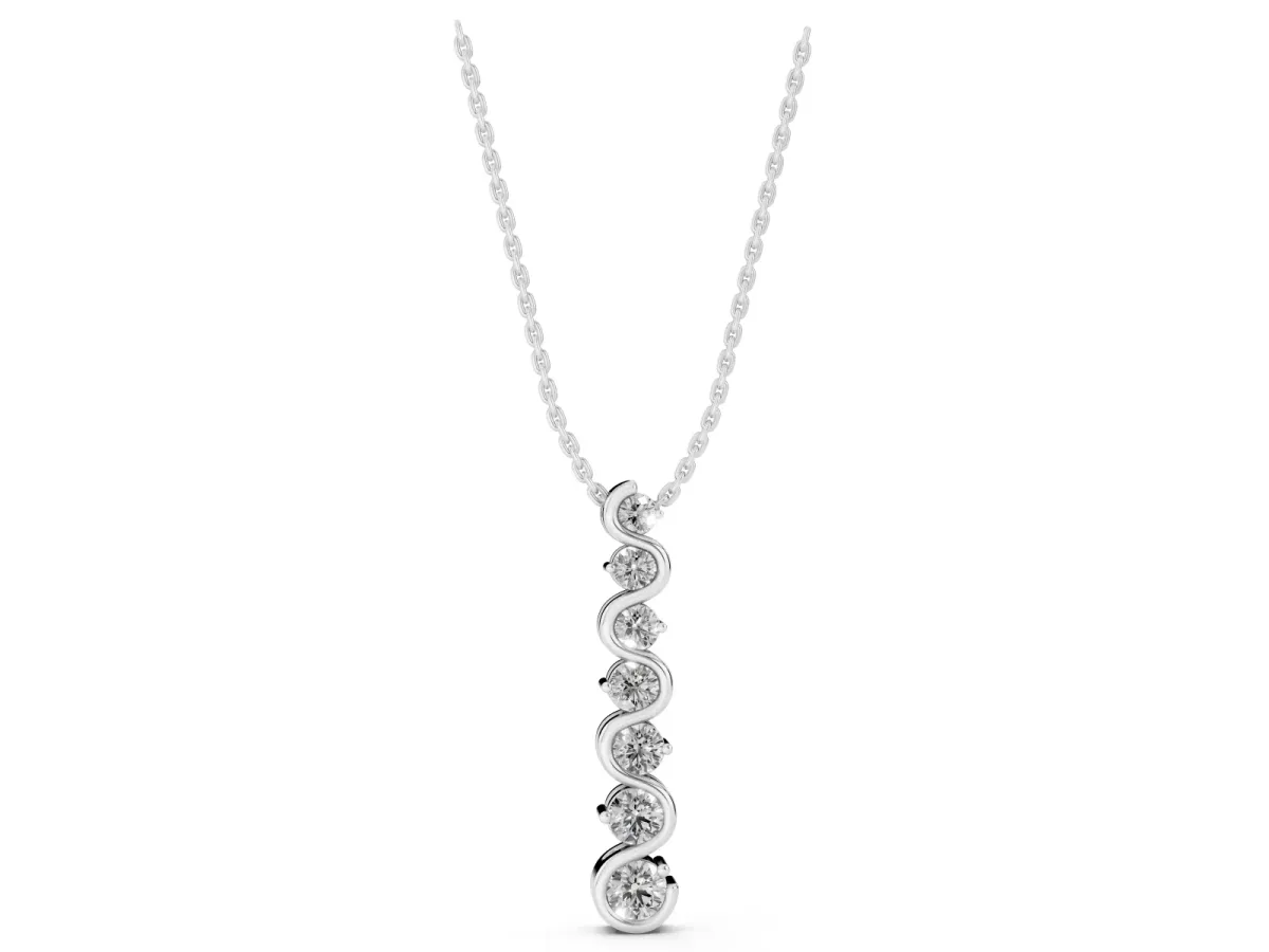 Round Diamond S-Curve Prong Set Pendant Silver