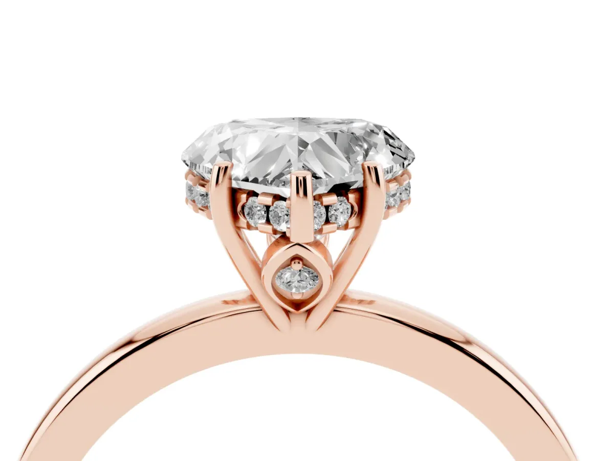 Heart Cut Solitaire Diamond Ring with Prong Setting and Plain Band Rose gold