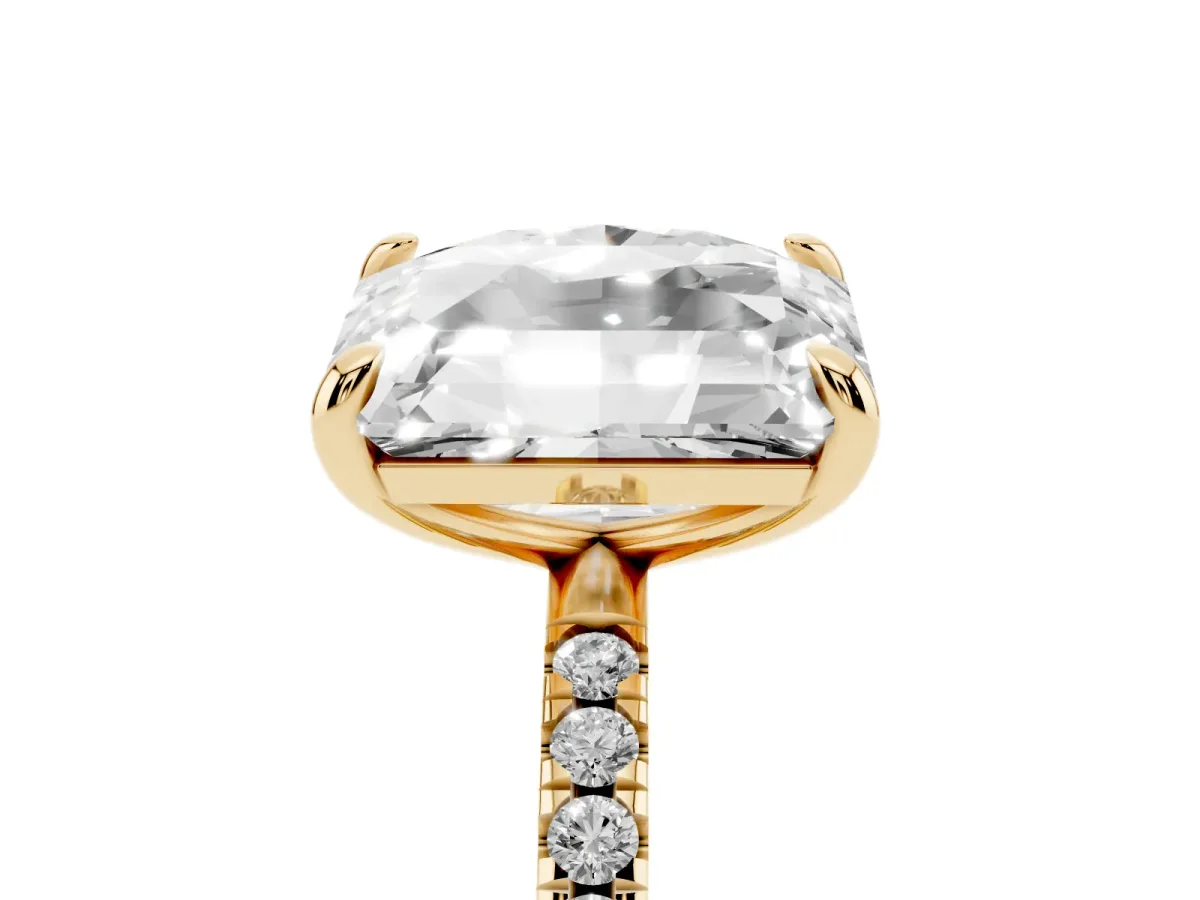 Oval and Radiant Toi Moi Ring with Prong Setting and Pave Band Yellow gold