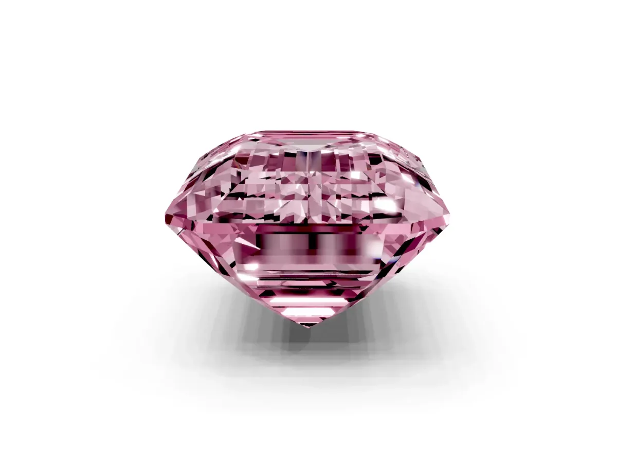 Fancy Pink Emerald Cut Cut Pave Band Milgrain Solitaire Ring Yellow gold