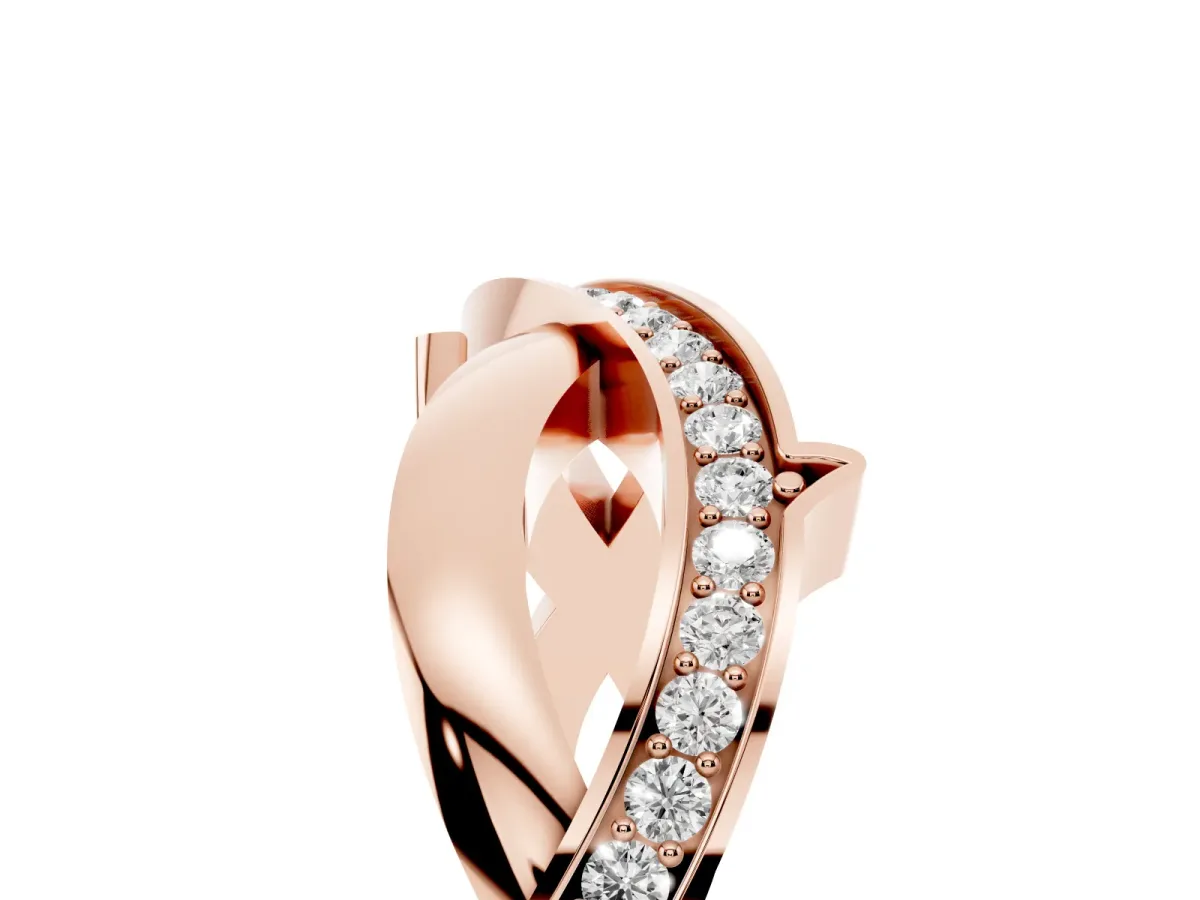 Pavé Round Diamond Twist Band with Channel Setting Rose gold
