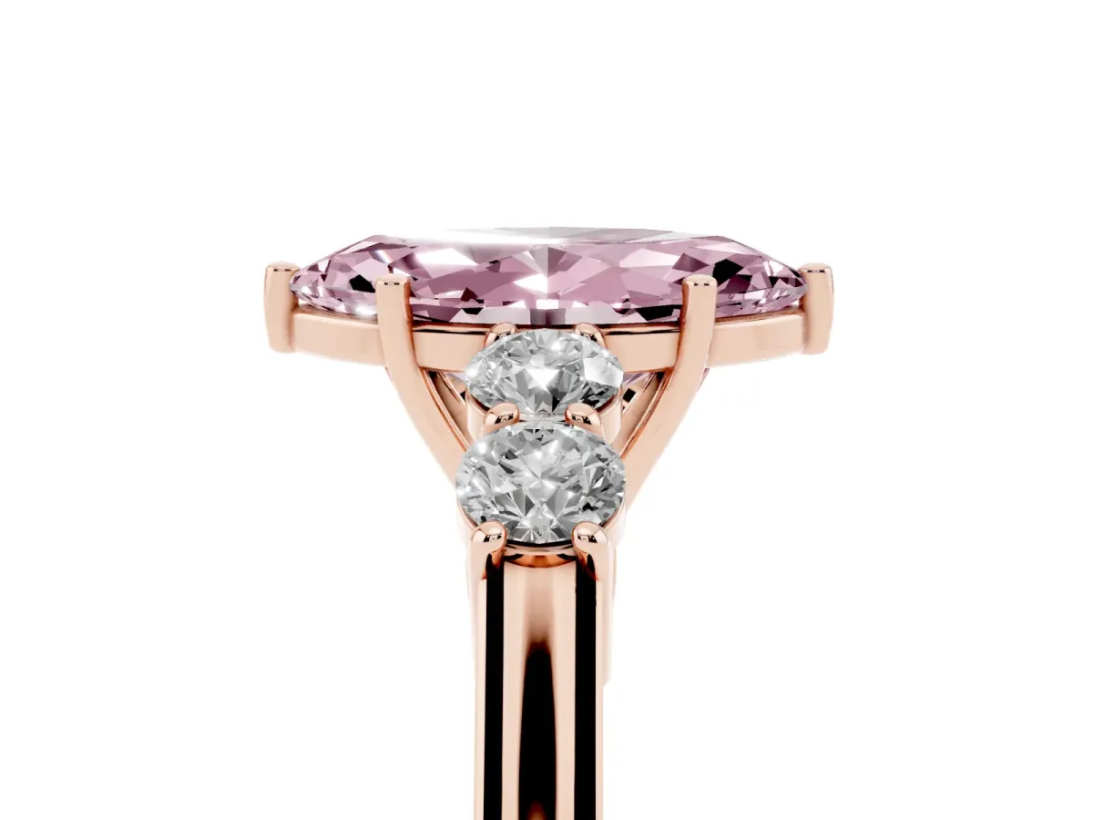 Fancy Pink Marquise Cut Cut Diamond Five-Stone Prong Set White Gold Ring Rose gold