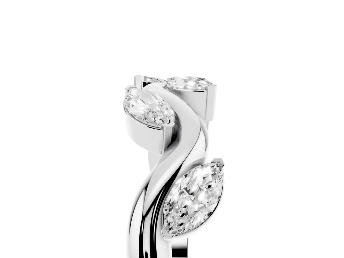 Marquise Diamond Twisted Band with Prong Setting Silver