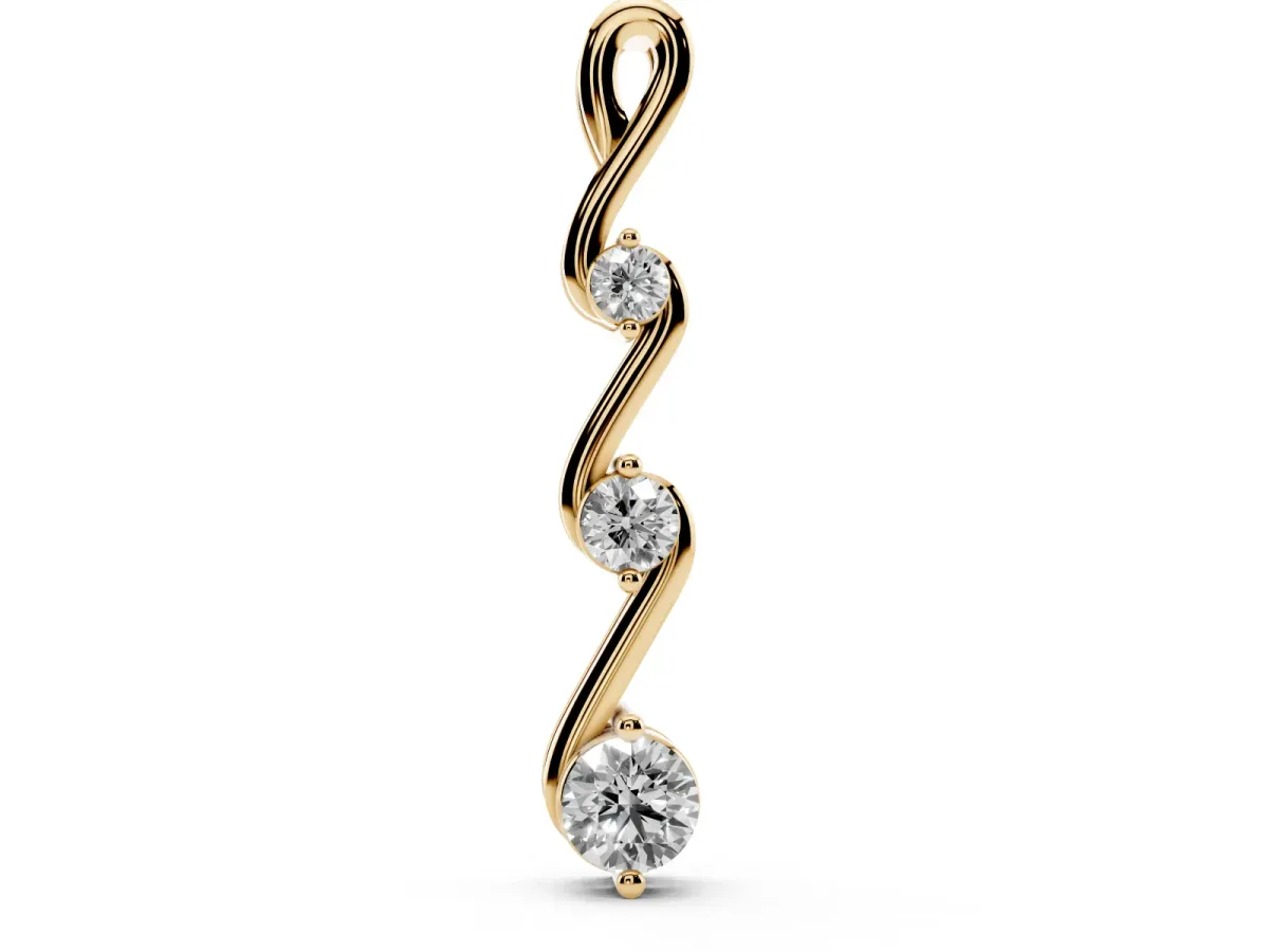 Three-Stone Round Brilliant Prong Set Pendant Yellow gold