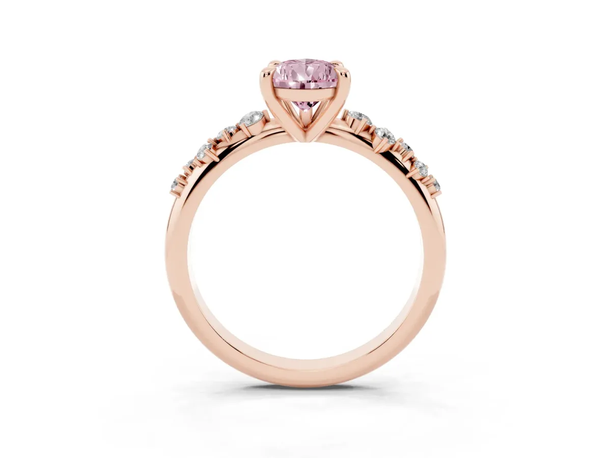Fancy Pink Pear Cut Cut Diamond Vine Band with Four-Prong Setting Rose gold