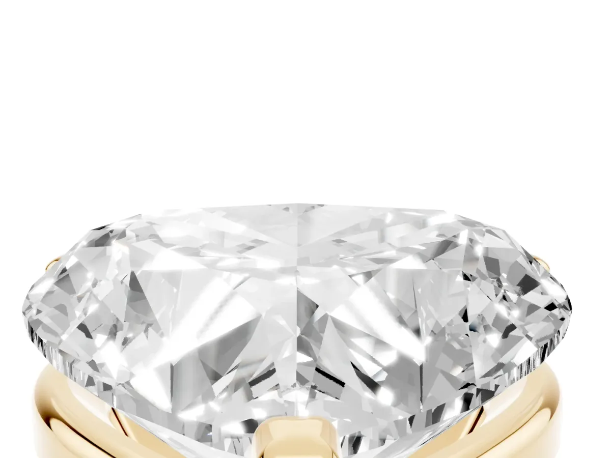 Heart Cut Diamond Solitaire Ring with Prong Setting and Classic Band Yellow gold