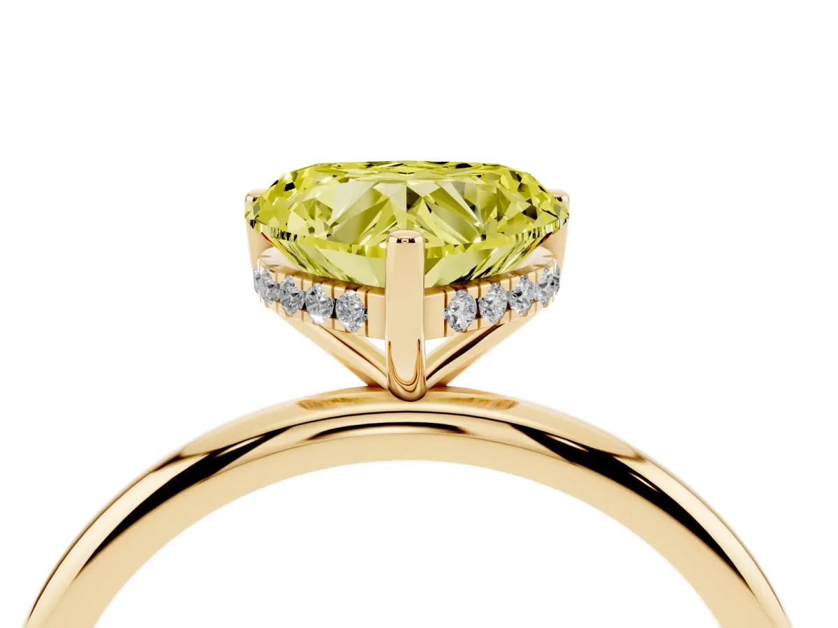Fancy Yellow Heart Cut Cut Solitaire Engagement Ring with Four-Prong Setting and Classic Band Yellow gold
