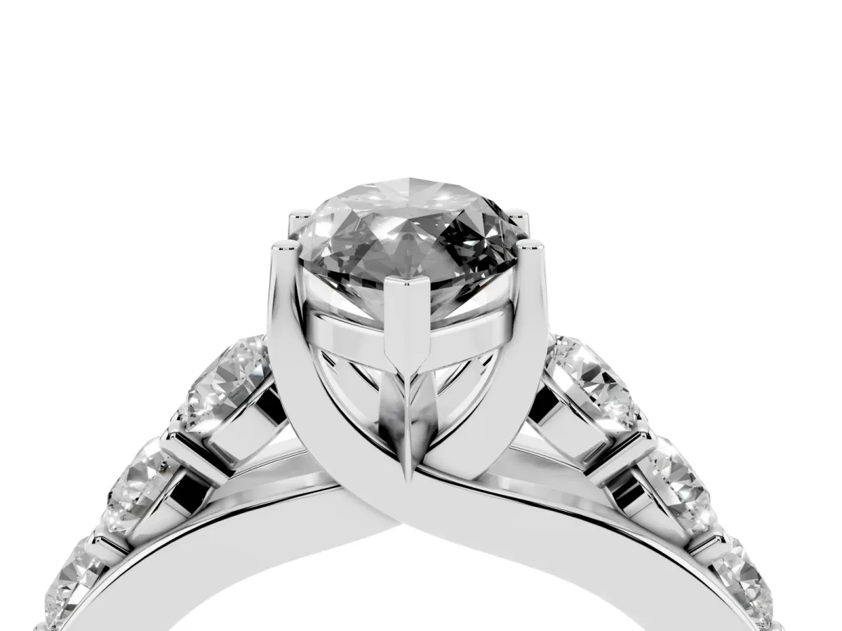 Fancy Black Marquise Cut Diamond Engagement Ring with Pavé Band and Four-Prong Setting Platinum