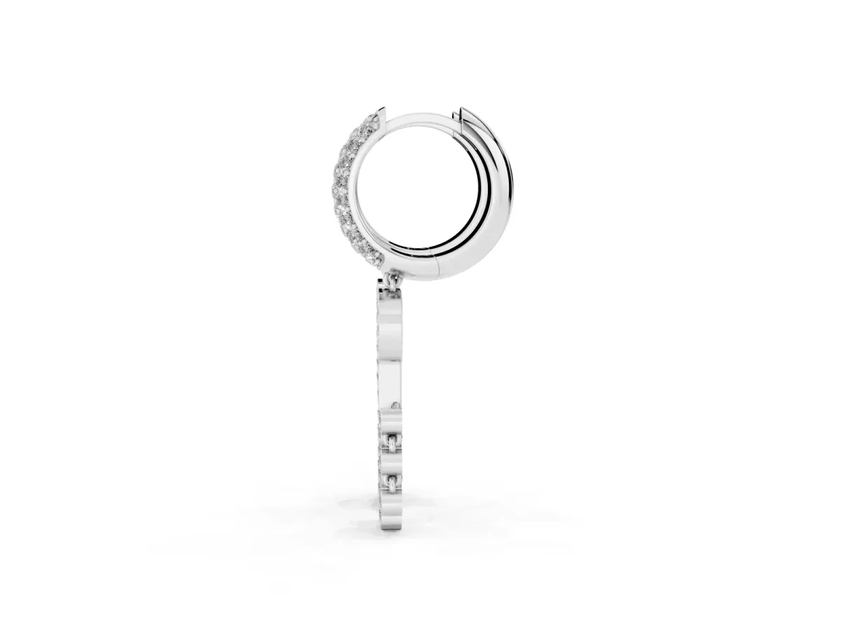 Round Diamond Initial P Huggie Hoop Earrings Platinum