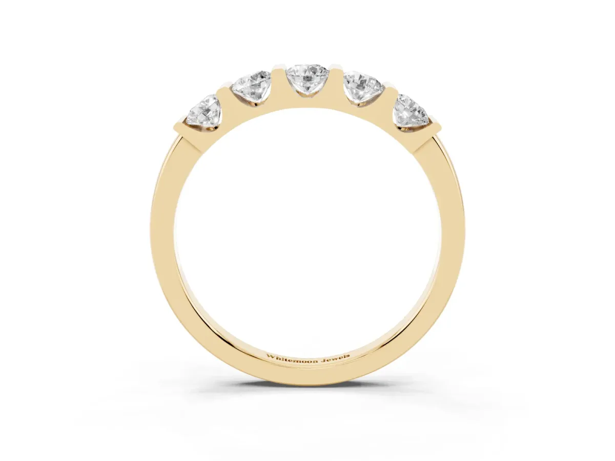Channel-Set Round Diamond Five-Stone Band Yellow gold