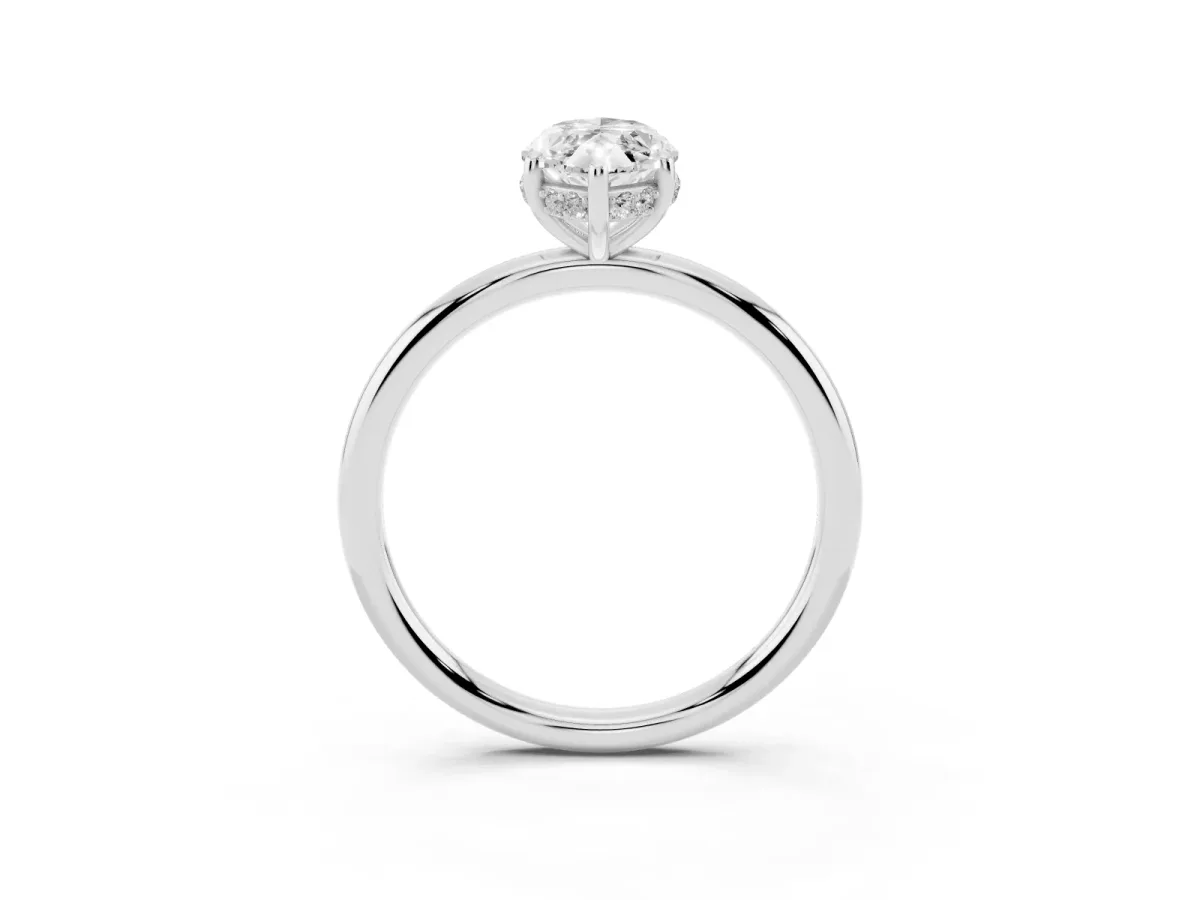 Marquise Cut Solitaire Diamond Ring with a Classic Band and Four-Prong Setting Silver