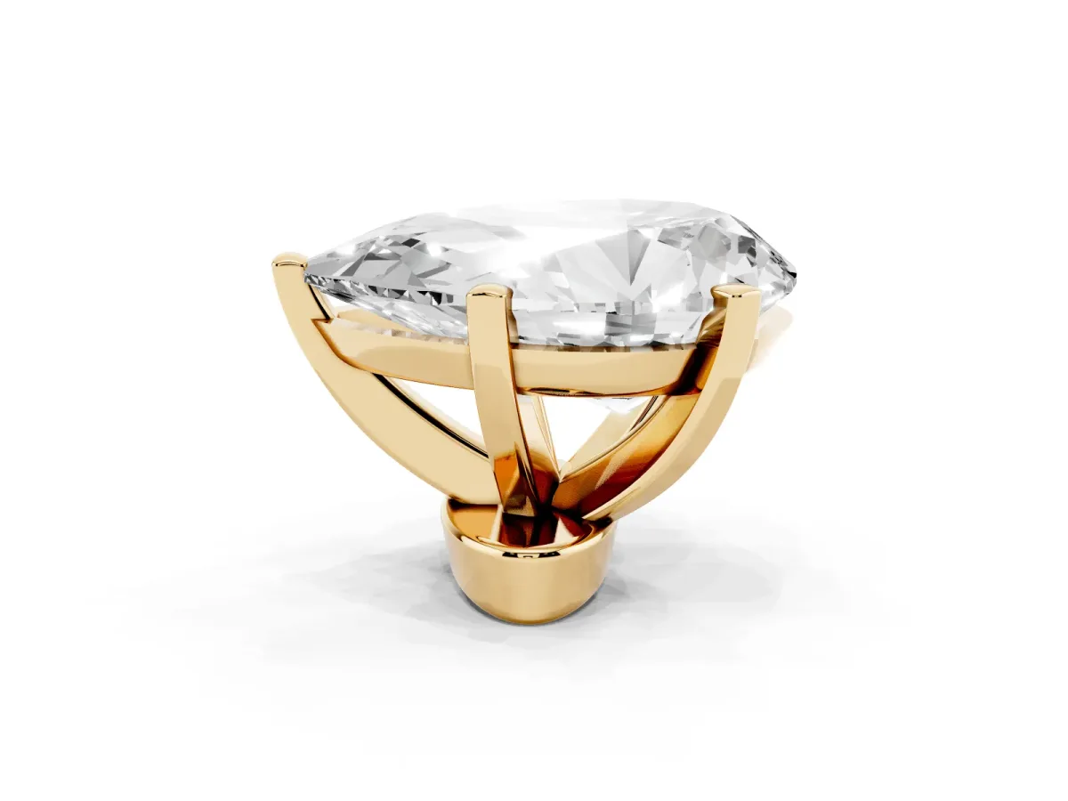 Pear Cut Diamond Solitaire Ring with Prong Setting and Classic Band Yellow gold