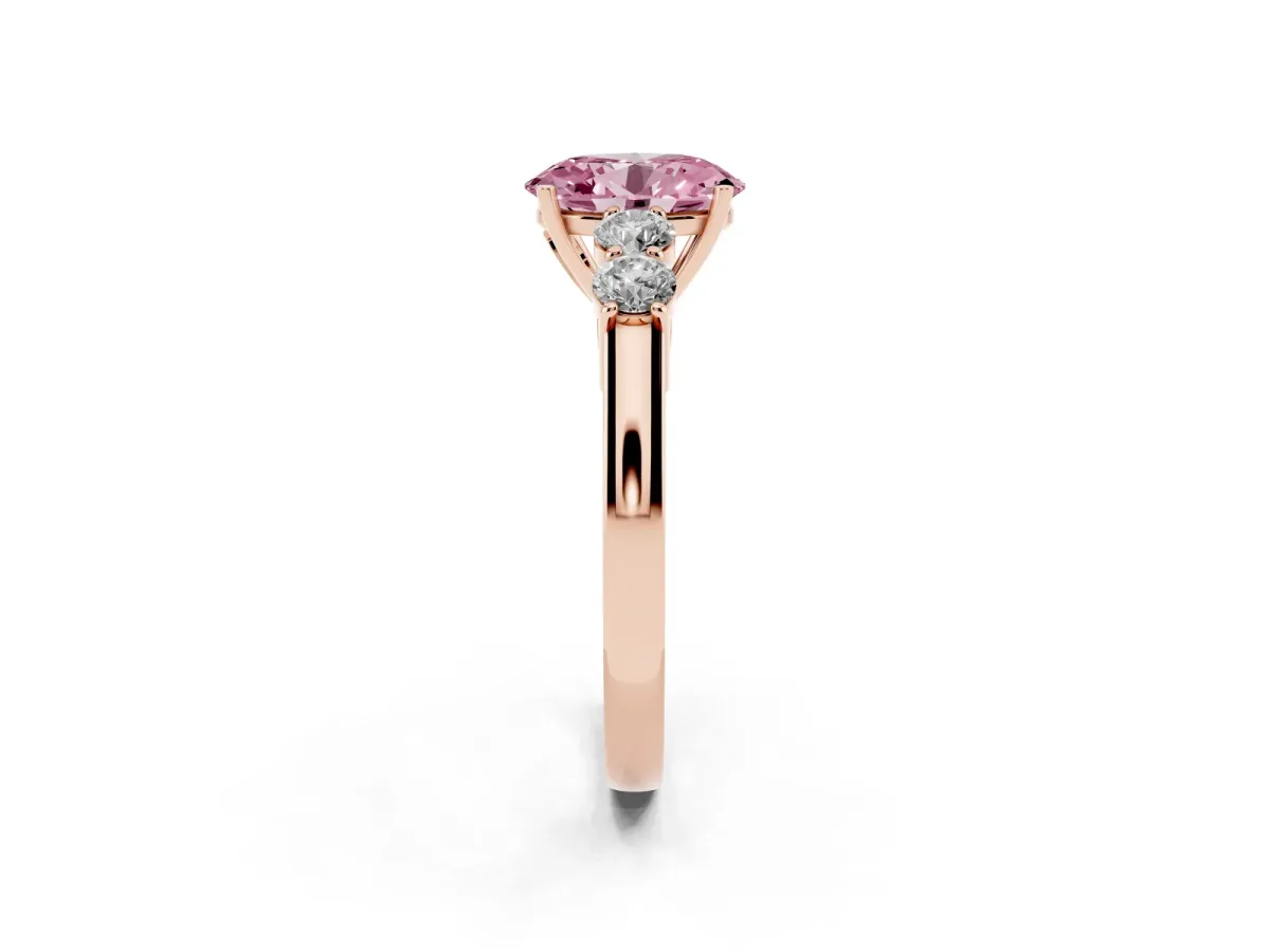 Fancy Pink Oval Cut Cut Diamond Five-Stone Prong Set White Gold Ring Rose gold