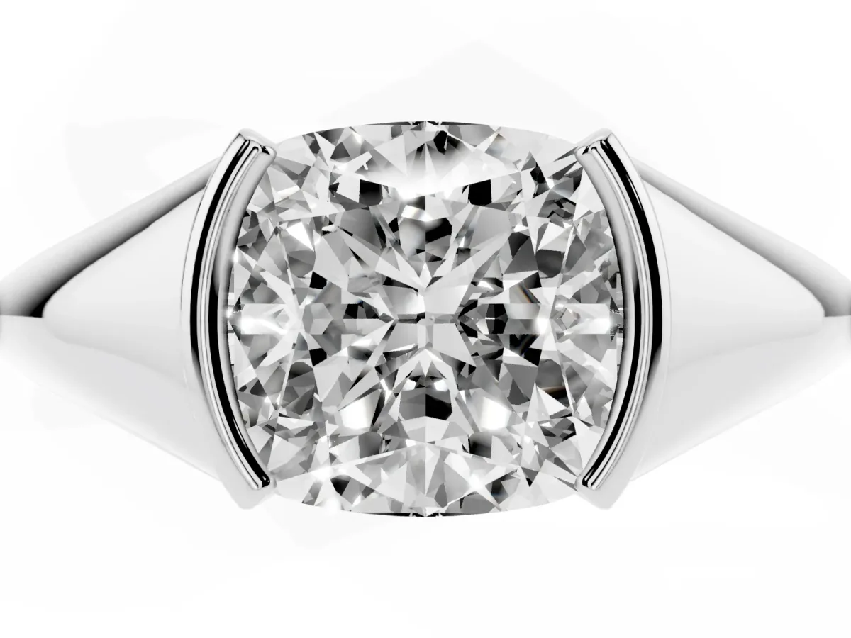 Cushion Cut Solitaire Tension Set Diamond Ring White gold