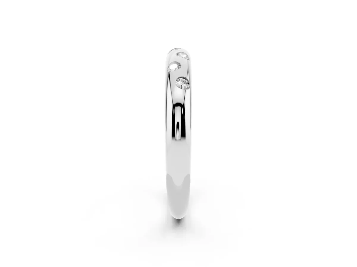 Round Diamond Flush-Set Comfort Fit Band White gold