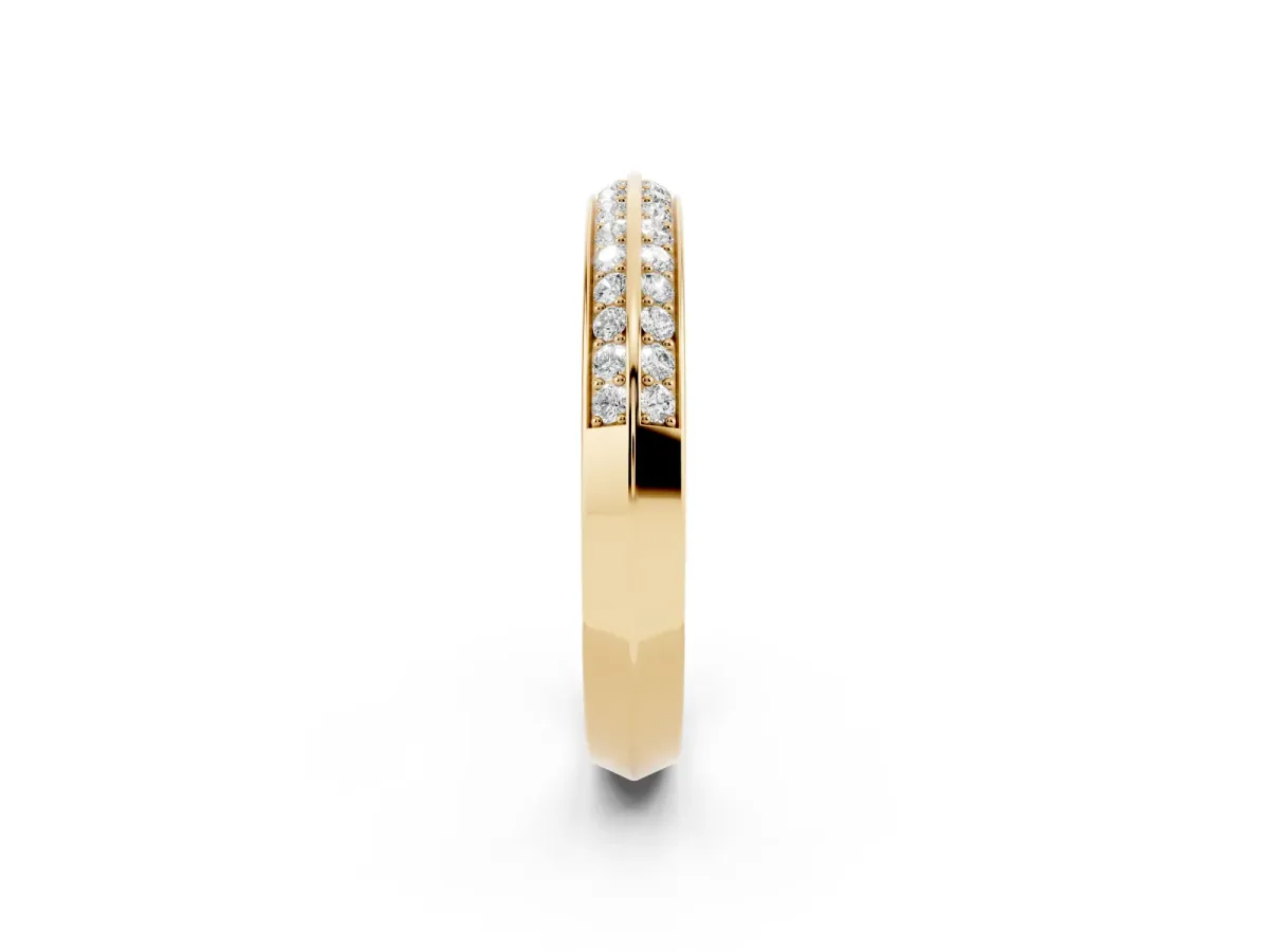 Double Row Round Diamond Channel Set Eternity Band Yellow gold