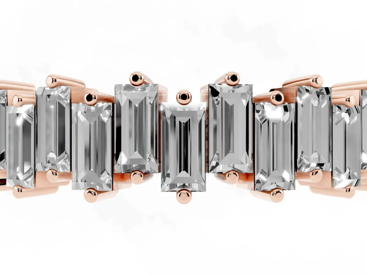 Baguette Diamond Half Eternity Ring with Prong Setting Rose gold