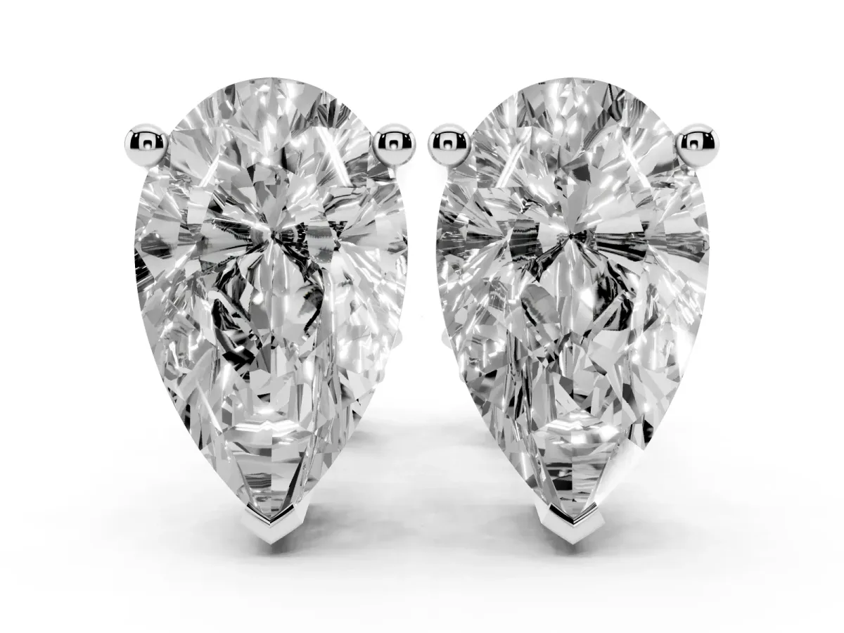 Pear Cut Diamond Stud Earrings Platinum