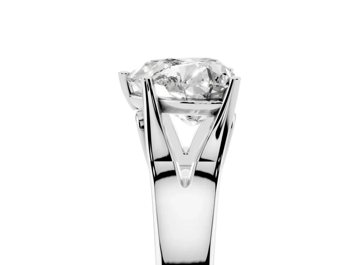 Heart Cut Solitaire Diamond Ring with Cathedral Band and Four-Prong Setting Silver