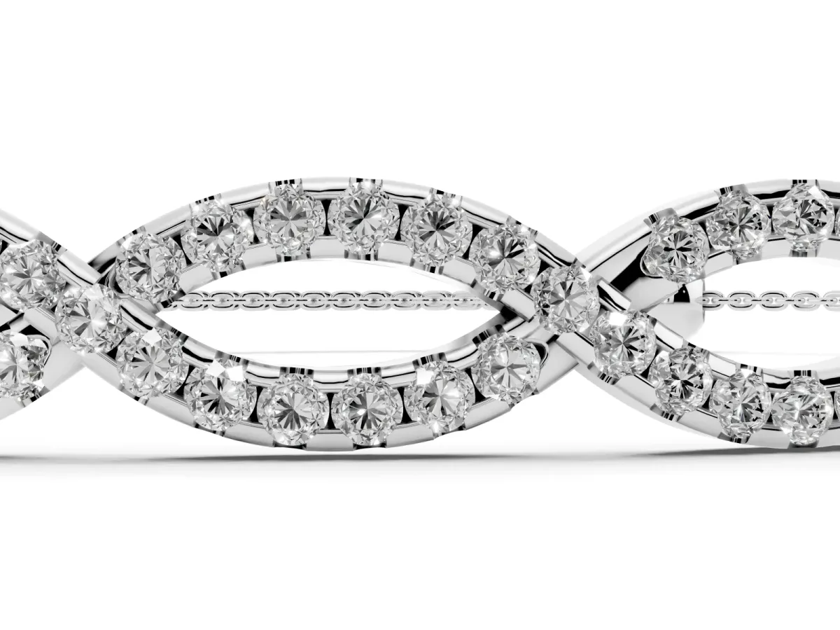 Pavé Marquise Infinity Chain Bracelet with Bezel Prong Setting Silver