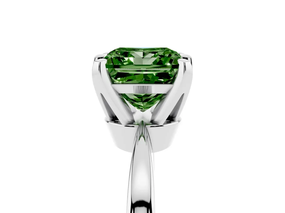 Fancy Green Princess Cut Solitaire Engagement Ring with Six-Prong Setting and Tapered Band Platinum