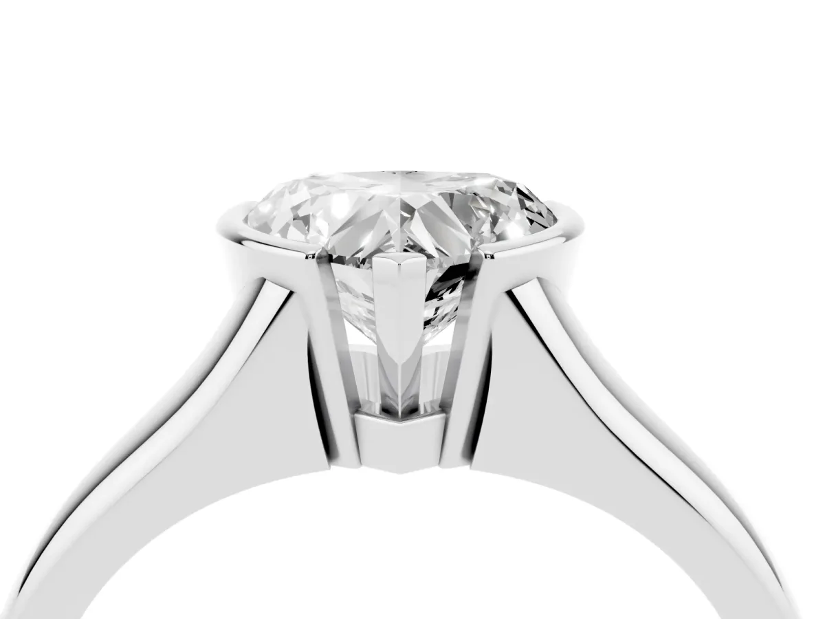 Heart Cut Solitaire Tension Set Diamond Ring with Split Shank Band Platinum