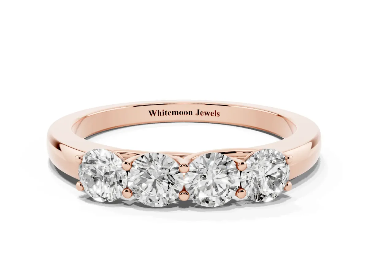 Four-Stone Round Diamond Prong-Set Band Rose gold