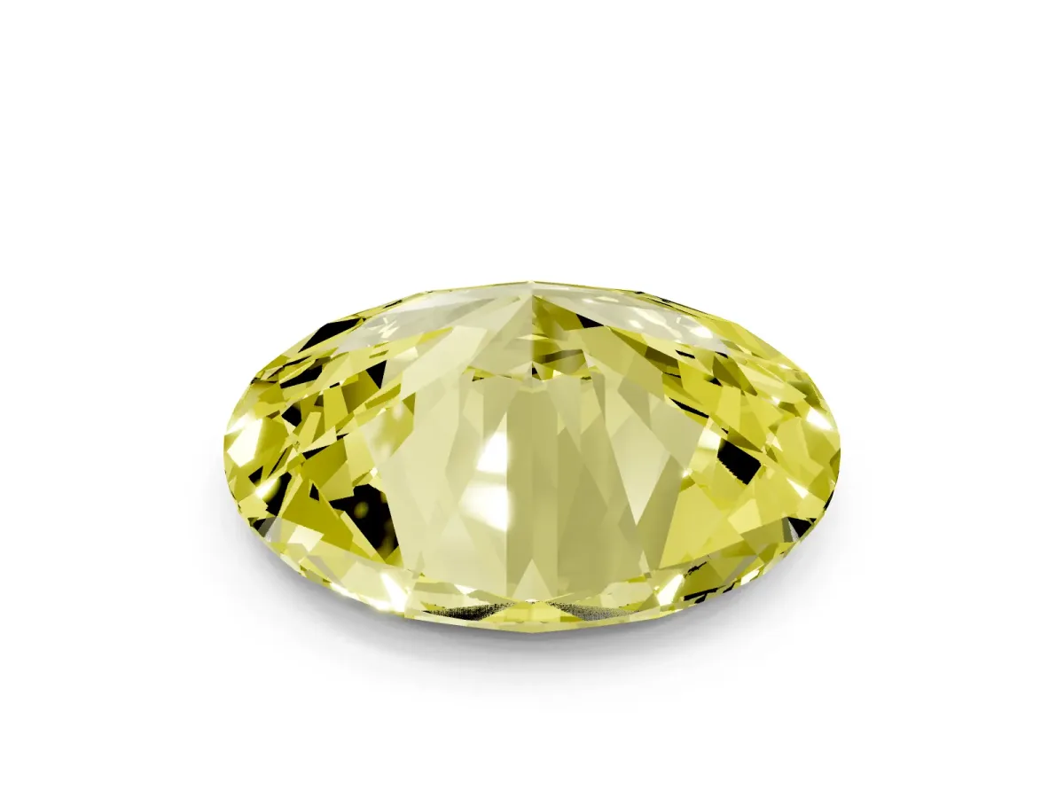 Fancy Yellow Oval Cut Diamond Solitaire Ring with Prong Setting and Pavé Band Yellow gold