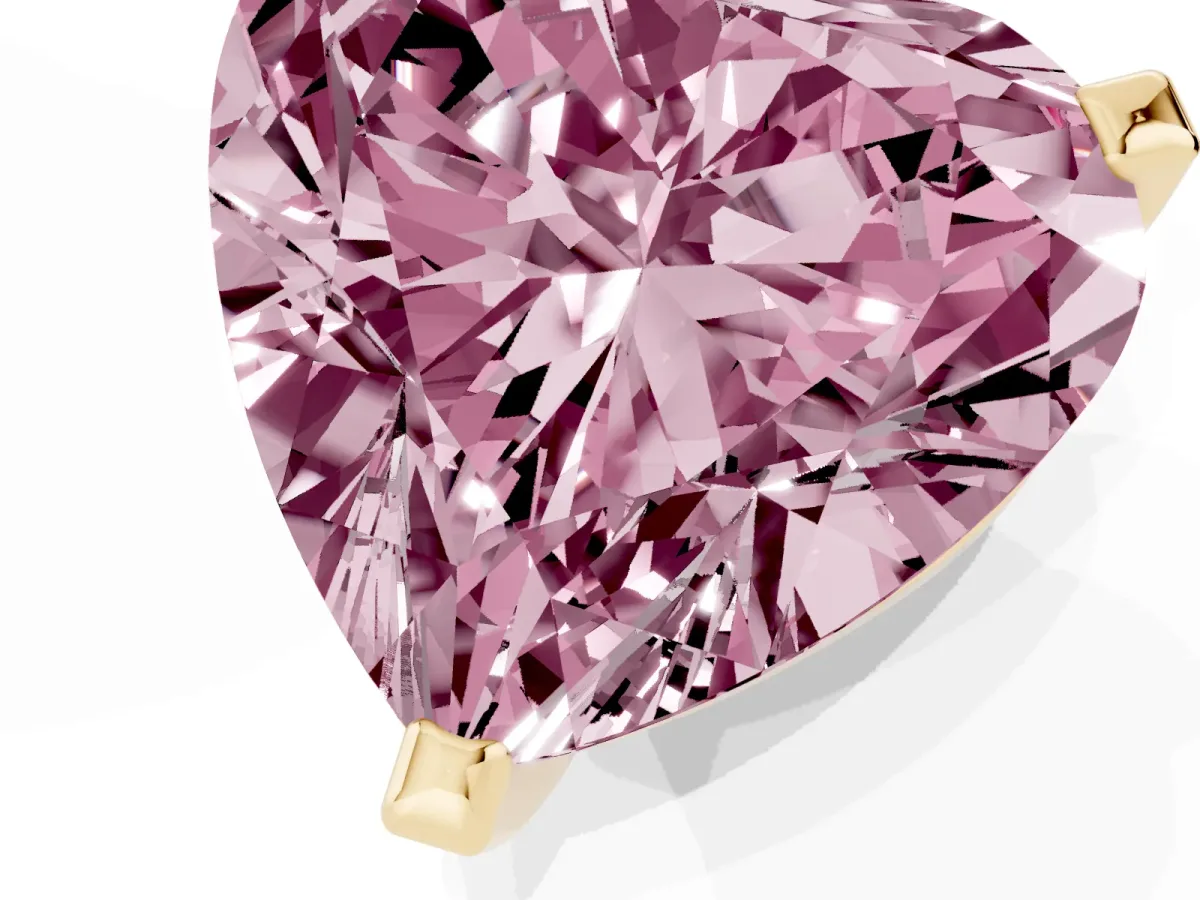 Fancy Pink Heart Cut Diamond Solitaire Ring with Prong Setting and Classic Band Yellow gold