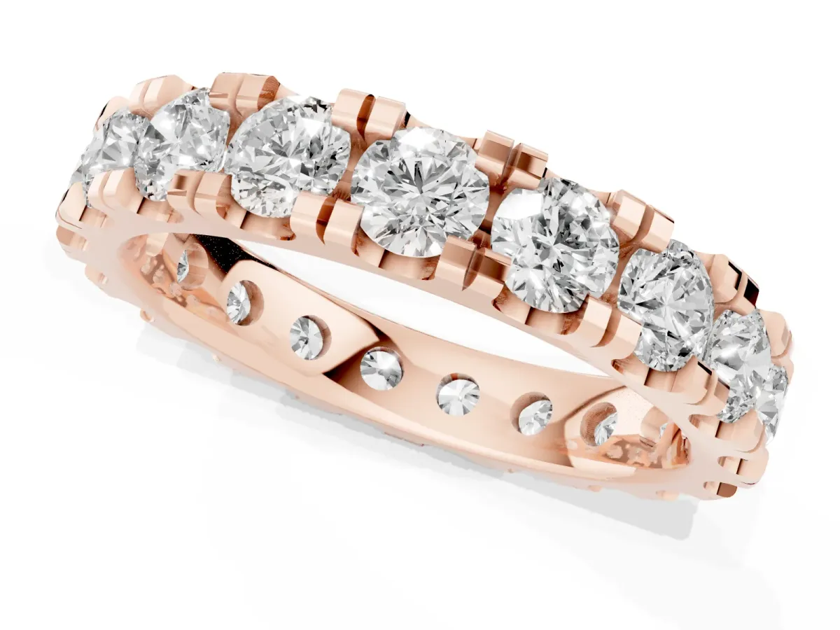 Round Diamond Full Eternity Band with U-Prong Setting Rose gold