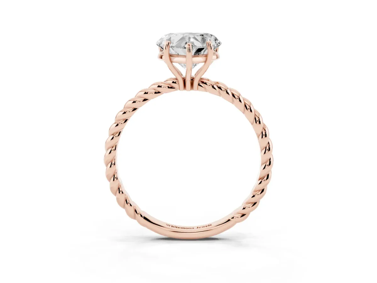 Heart Cut Solitaire Twist Band Ring with Four-Prong Setting Rose gold