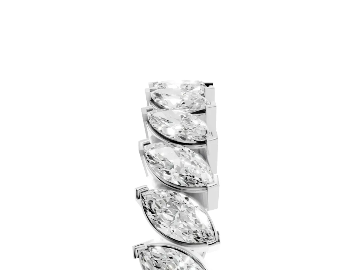 Marquise Diamond Shared Prong Full Eternity Band Silver