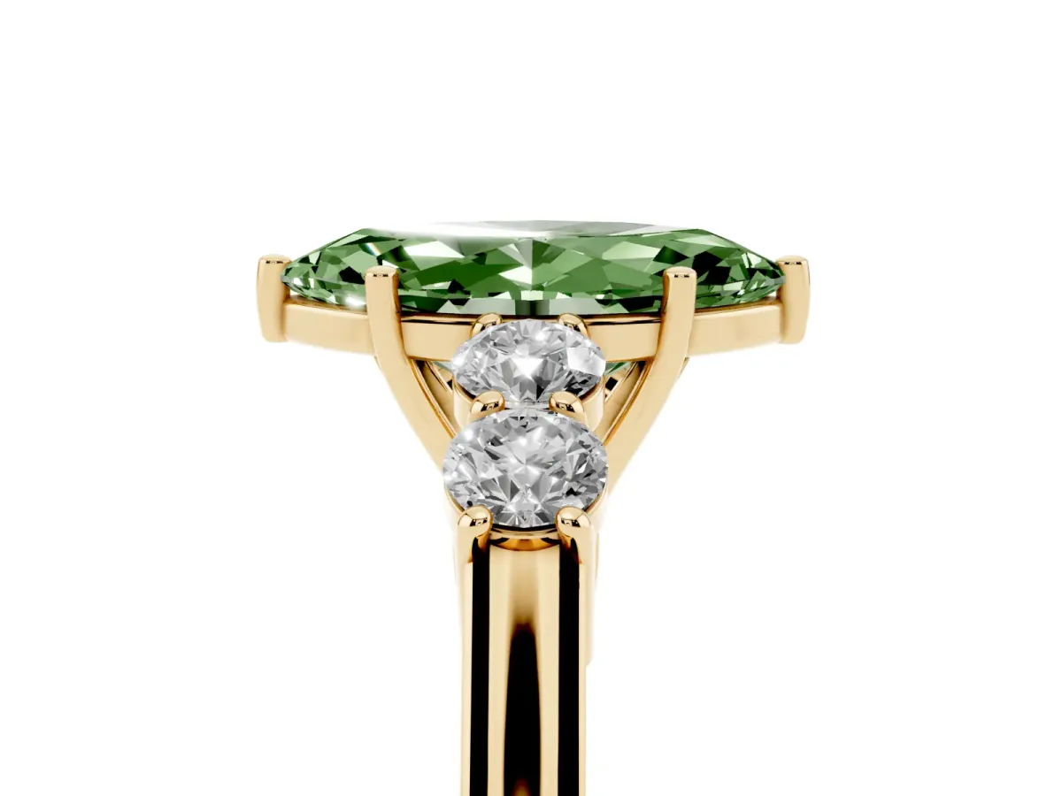 Fancy Green Marquise Cut Cut Diamond Five-Stone Prong Set White Gold Ring Yellow gold