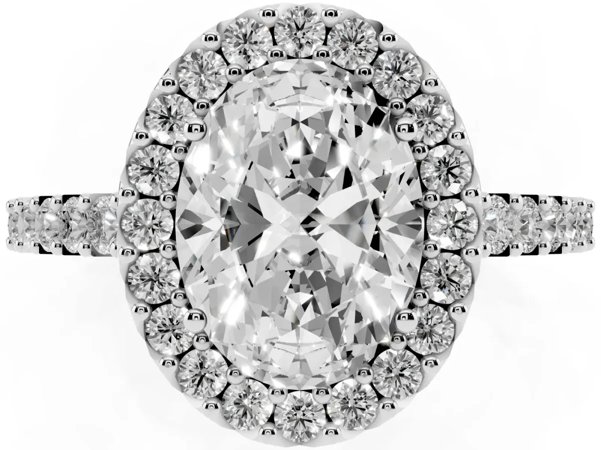 Oval Cut Halo Diamond Pavé Solitaire Ring Platinum