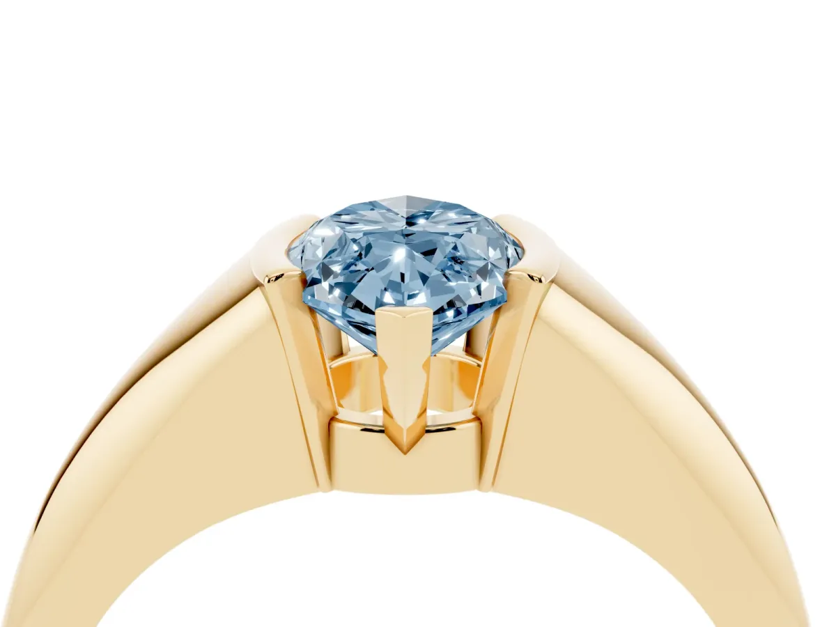 Fancy Blue Marquise Cut Solitaire Tension Set Diamond Ring Yellow gold