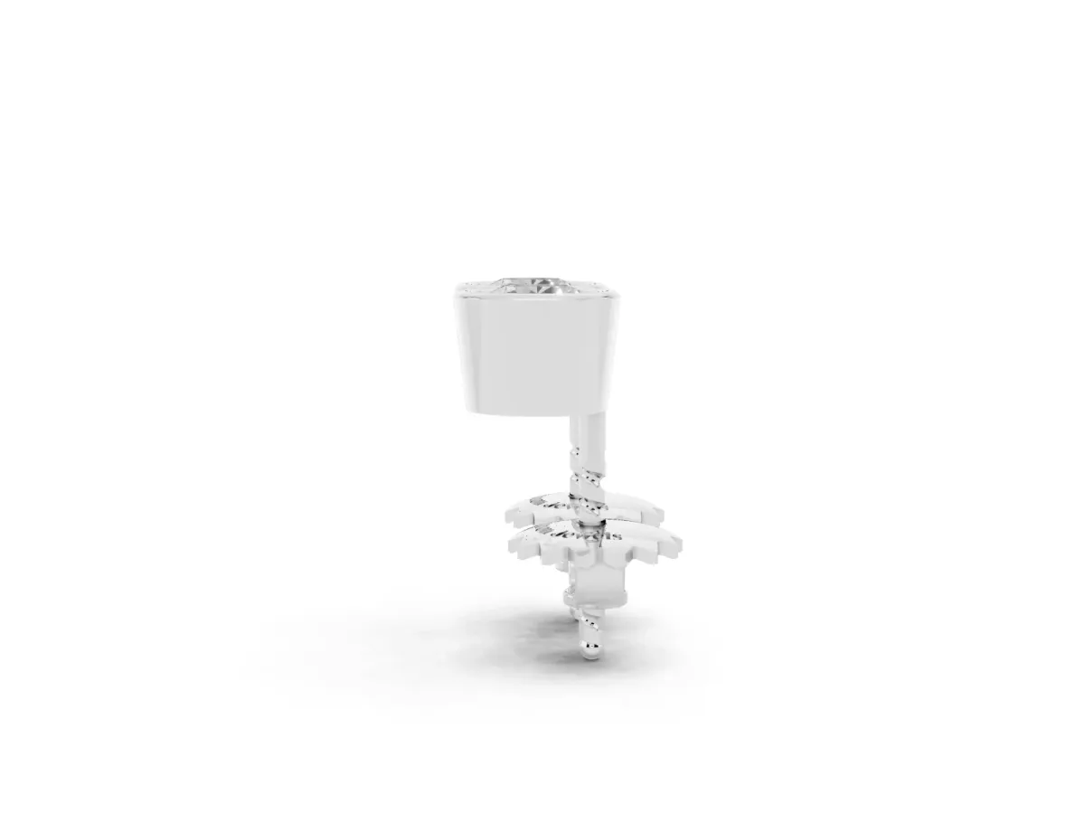 Bezel Set Round Diamond Stud Earrings with Push Back Silver