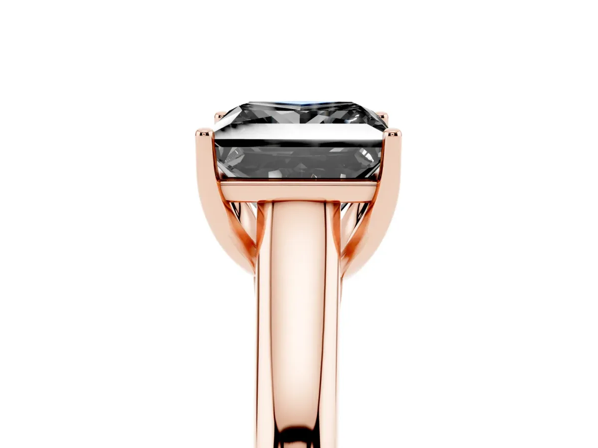 Fancy Black Princess Cut Solitaire Engagement Ring with Tapered Band and Four-Prong Setting Rose gold