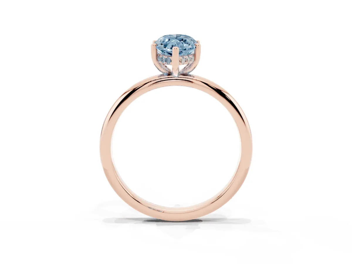 Fancy Blue Marquise Cut Cut Solitaire Engagement Ring with Four-Prong Setting and Classic Band Rose gold