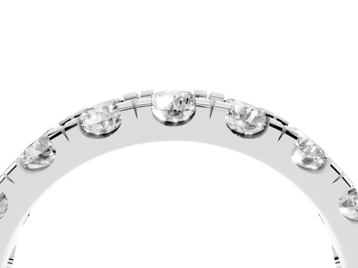 Round Diamond Full Eternity Band with U-Prong Setting Silver