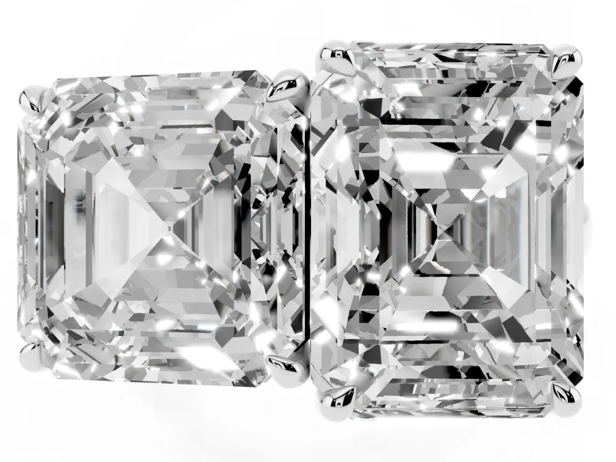 Asscher Cut and Emerald Cut Toi Moi Ring with Prong Setting White gold