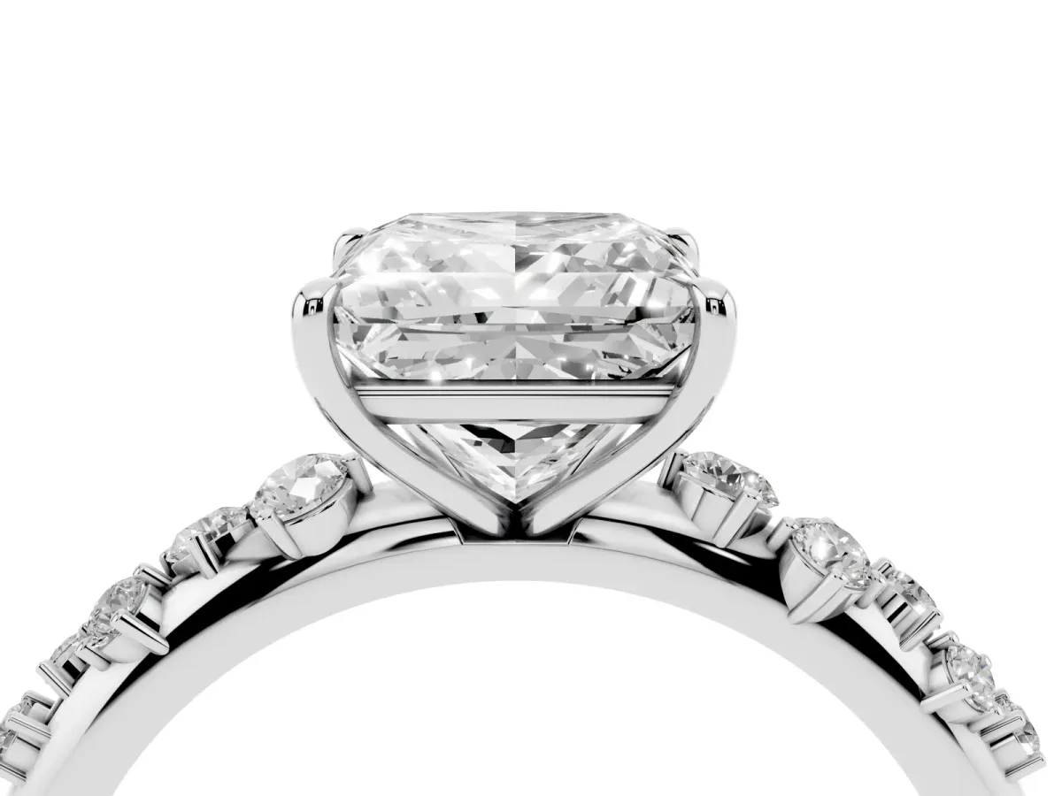 Princess Cut Diamond Cluster Prong-Set Solitaire Ring Silver