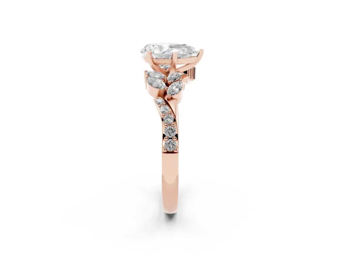 Pear Cut Solitaire Marquise Twist Band with Six-Prong Setting Rose gold
