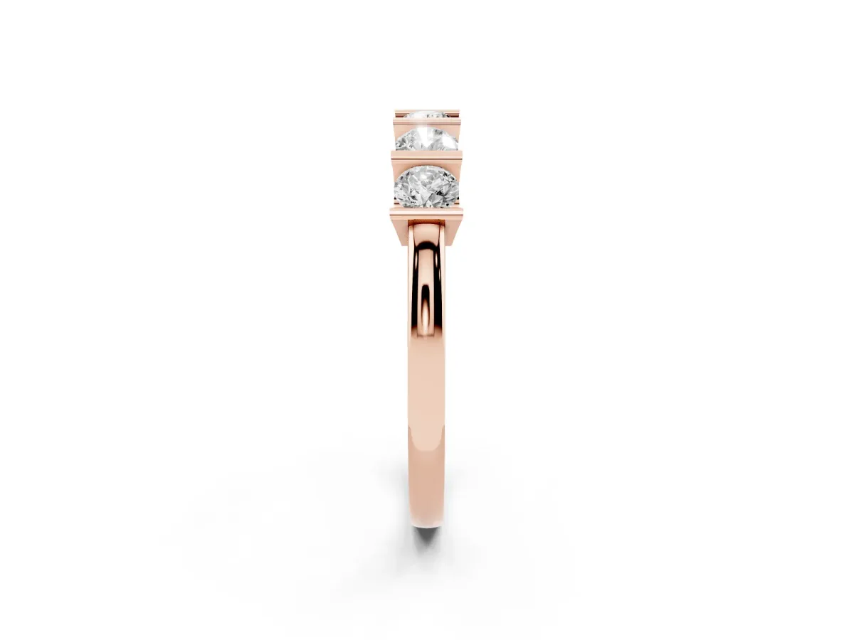 Channel-Set Round Diamond Five-Stone Band Rose gold