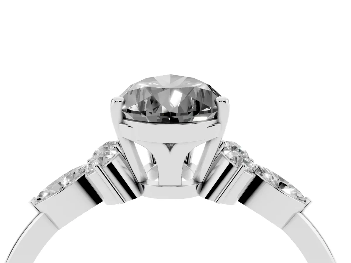 Fancy Black Pear Cut Brilliant Diamond Solitaire Ring with Pear Side Stones and Four-Prong Setting Platinum